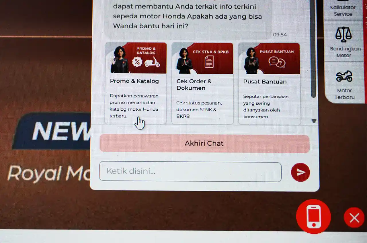 PT WMS Perkuat Akses Informasi Katalog Digital Terintegrasi Motor Honda Lewat Asisten Virtual Wanda