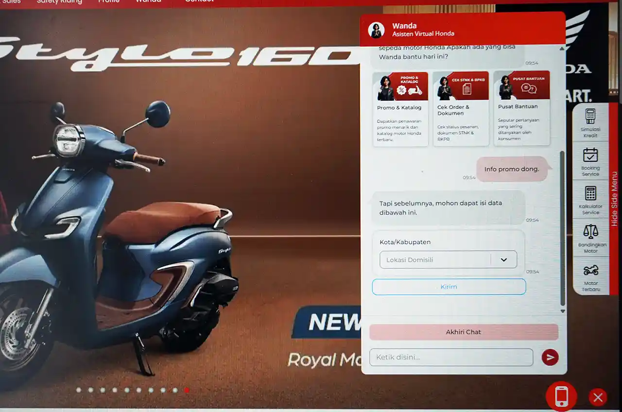 PT WMS Perkuat Akses Informasi Katalog Digital Terintegrasi Motor Honda Lewat Asisten Virtual Wanda