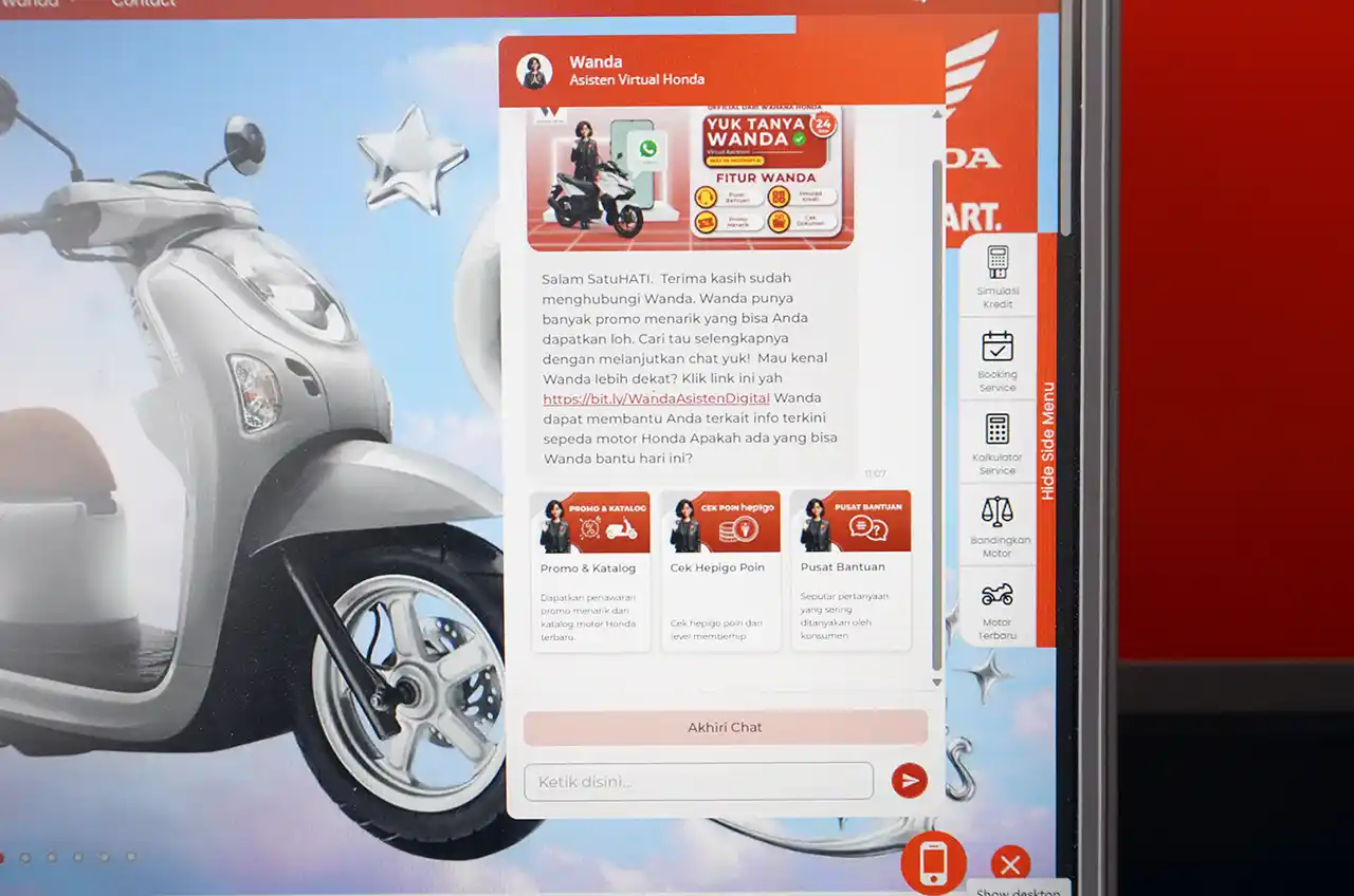 Melalui Layanan Asisten Virtual Wanda Mampu Permudah Akses Informasi Sepeda Motor Honda