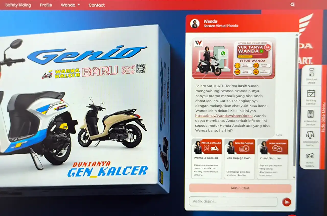 Dari Pagi Hingga Tengah Malam, Wanda Siap Jadi Asisten Digital Pemilik Sepeda Motor Honda