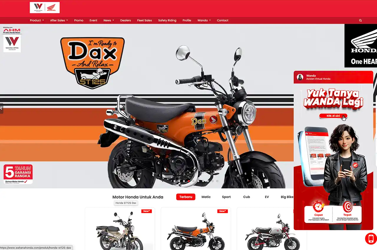 Dari Penasaran Jadi Pilihan, Asisten Virtual Wanda Temani Konsumen Cari Motor Honda