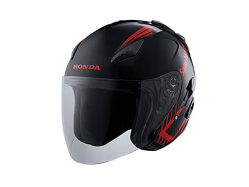 Honda Black Red Helmet (Half Face)