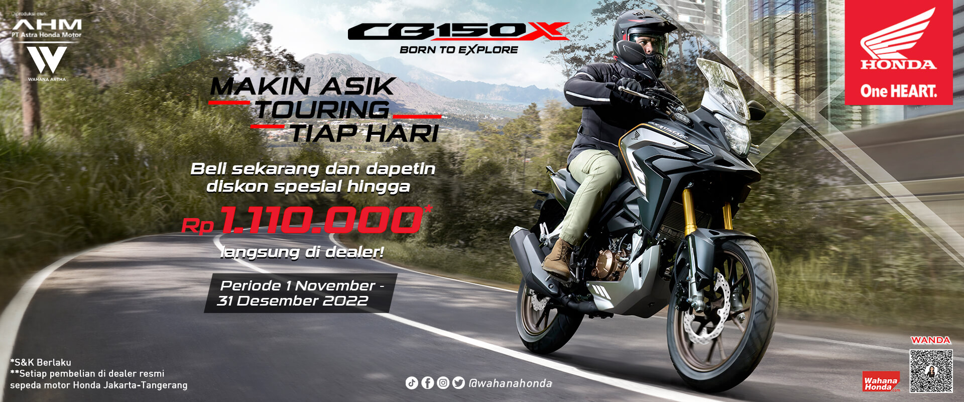 Promo Honda CB150X Periode November - Desember 2022