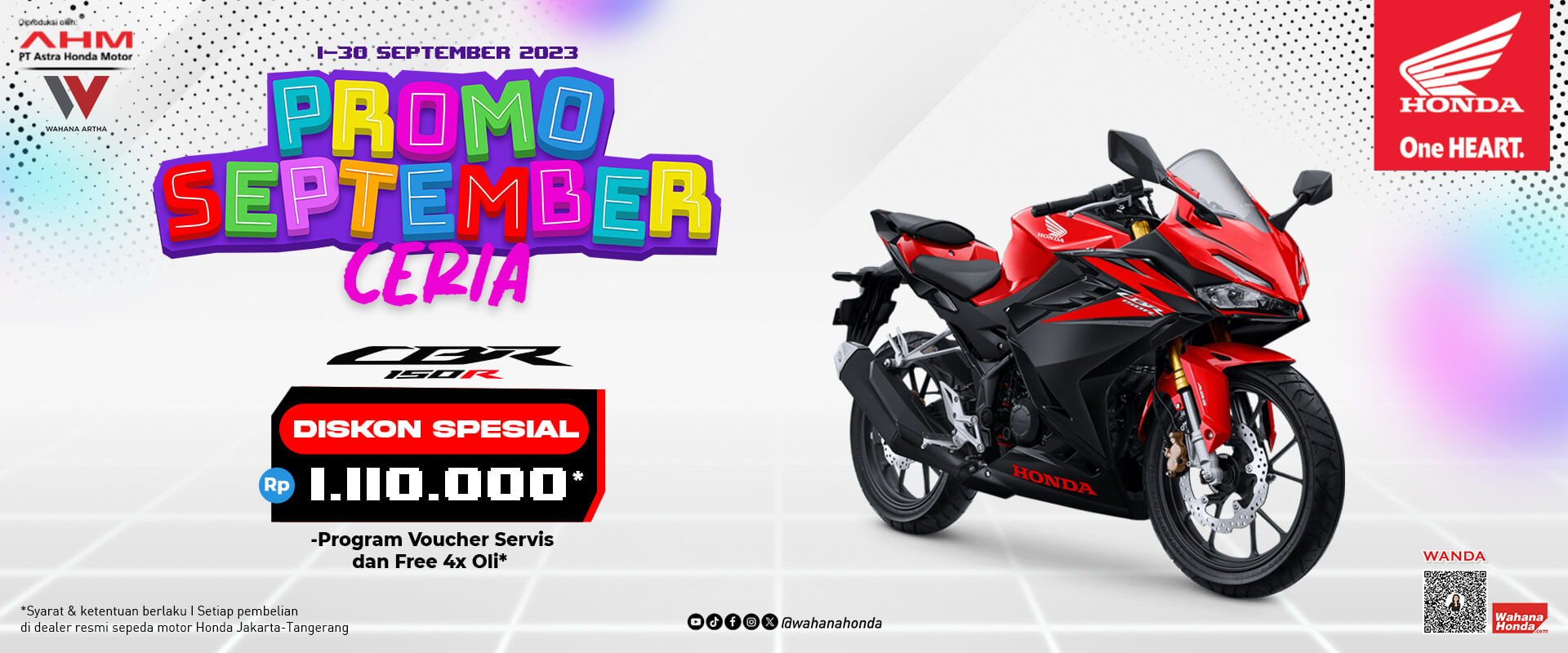 Promo Honda CBR150R Periode September 2023
